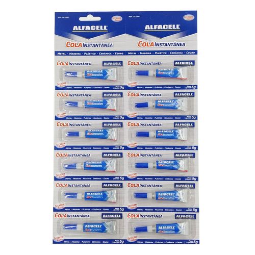 Cartela de Cola Instantânea Alfacell 12 Peças Imporiente