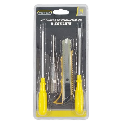 Kit de Ferramentas 4 Peças em Metal e Plástico Merrick