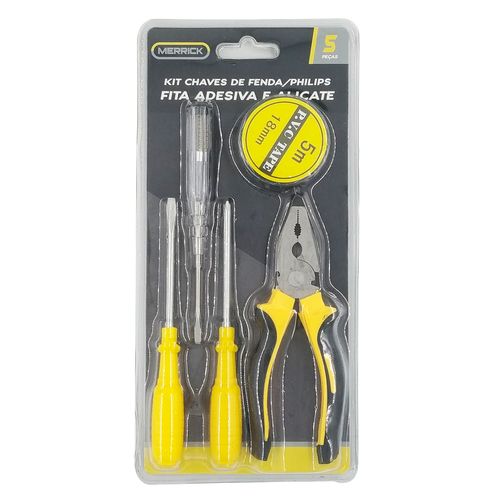 Kit Ferramentas 5 Peças em Metal e Plástico Merrick