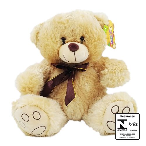 Urso de Pelúcia C/Laço 29x18cm em Poliéster Fizzy