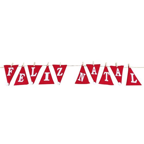 Enfeite Varal Feliz Natal 14x150cm em Tecido Rio Master