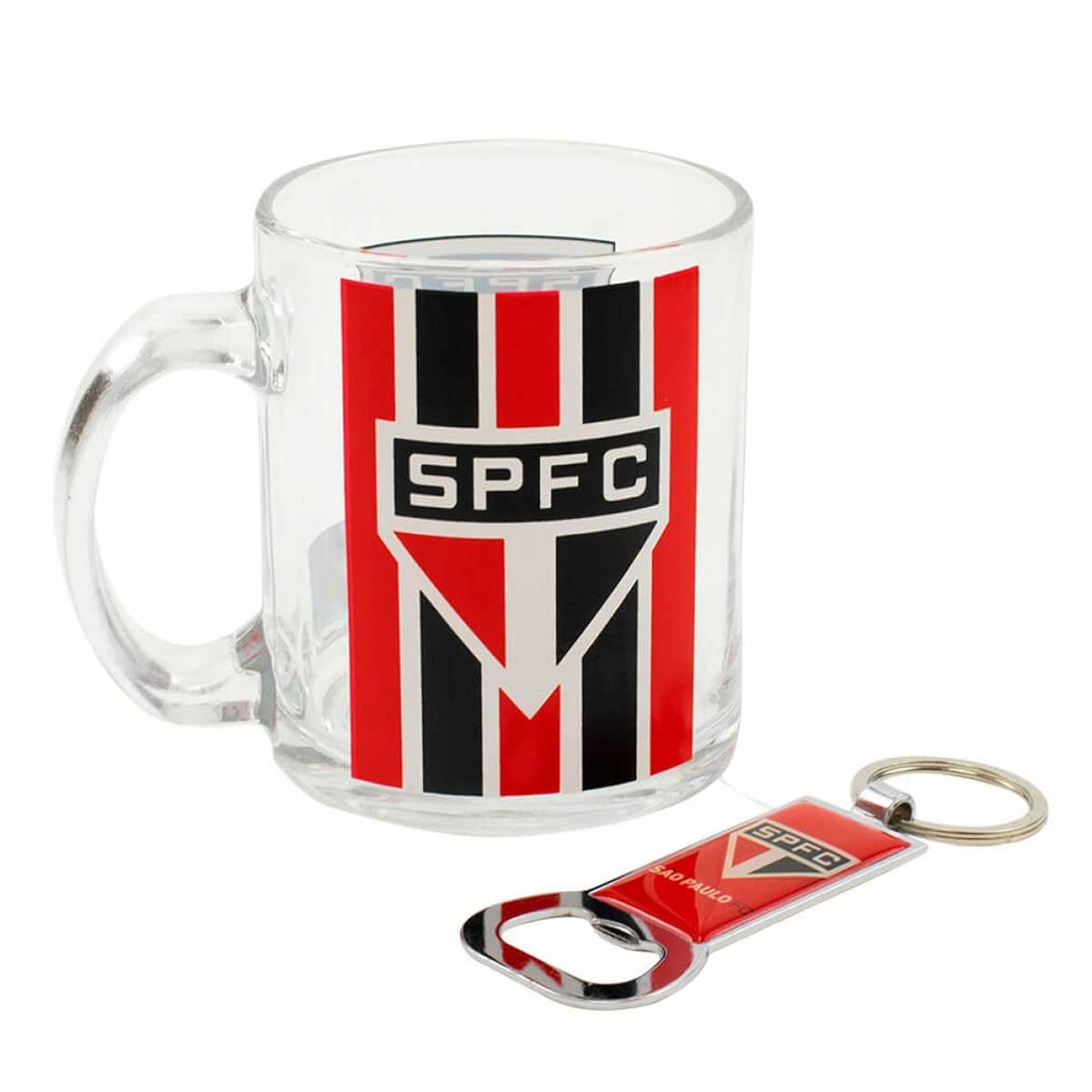 Caneca de Vidro São Paulo Com Abridor 350ml Oficial