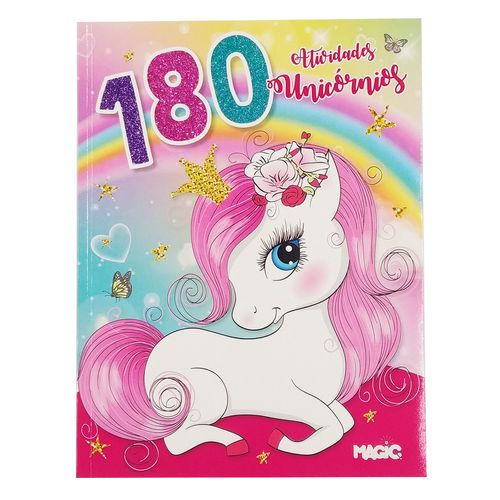Livro Infantil 180 Atividades e Desenhos P/ Colorir Tema: Unicórnios Magic Kids