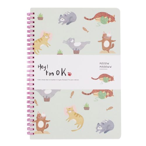 Caderno Espiral 17x25cm Estampa Gatos 66 Folhas Michael Judi