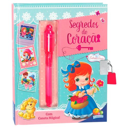 Diário Meus Segredos de Coração C/ Caneta Mágica + Cadeado Todo Livro