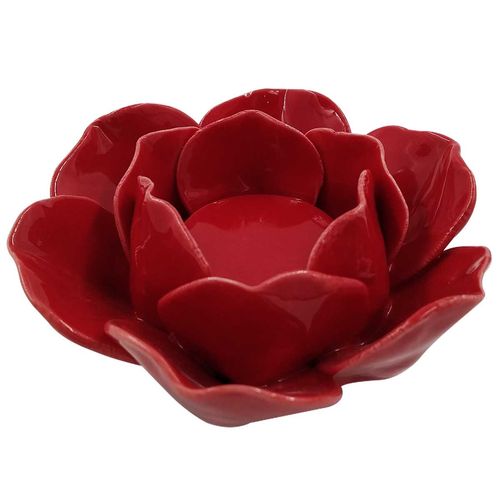 Castiçal Decorativo Flor 10,5x5cm em Porcelana Multiart