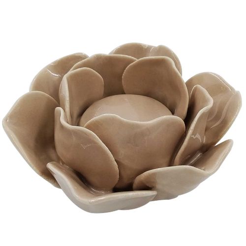 Castiçal Decorativo Flor 10,5x5cm em Porcelana Multiart