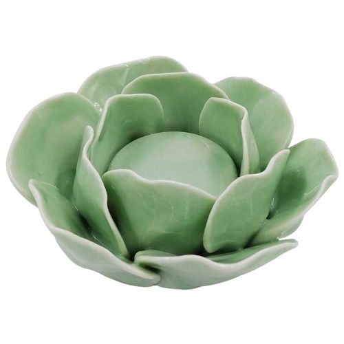 Castiçal Decorativo Flor 10,5x5cm em Porcelana Multiart