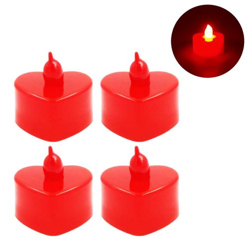 Jogo de Velas Led Coração 4 Peças em Plástico Golden Rio