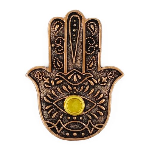 Porta Incenso Hamsá 12cm em Resina Youbai