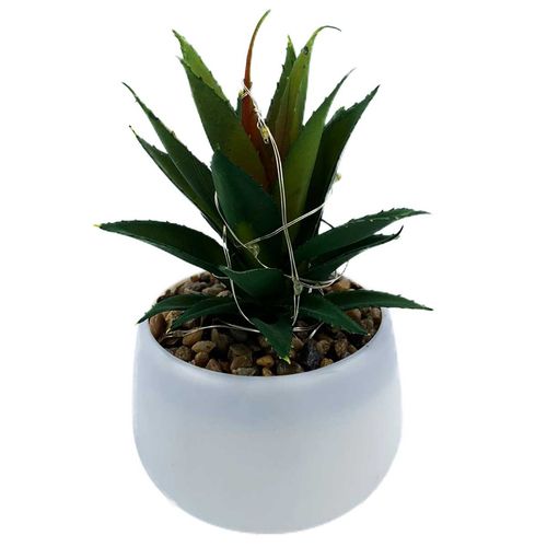 Vaso Decorativo Led C/Planta Artificial 13x10cm em Plástico Bom Years