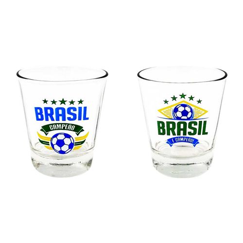 Jogo de Copos Old Fashioned Brasil Campeão 210ml 2 Peças em Vidro Ruvolo
