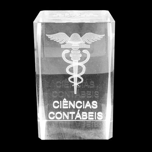 Cubo Profissão Decorativo Ciências Contábeis 5x8cm em Vidro Forbees