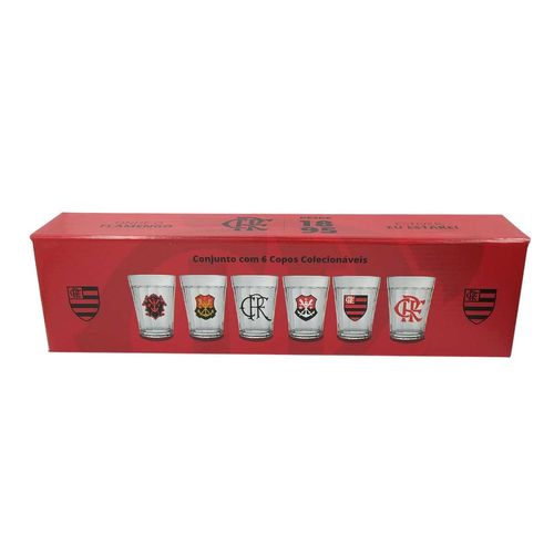 Jogo de Copos Flamengo 190ml 6 Peças em Vidro ALLMIX