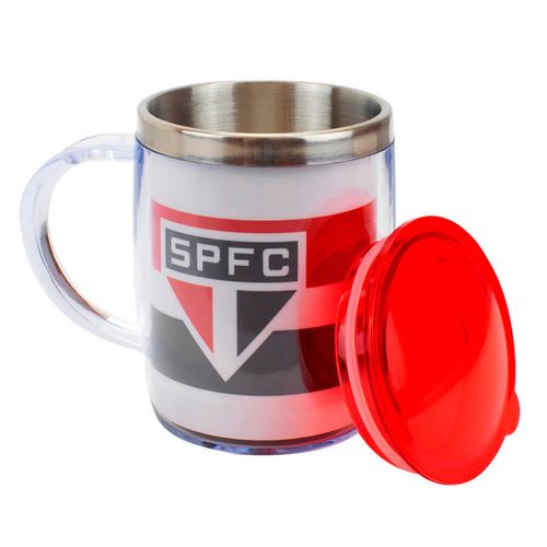 Caneca Térmica C/ Tampa São Paulo 450ml em Aço Inox Mileno