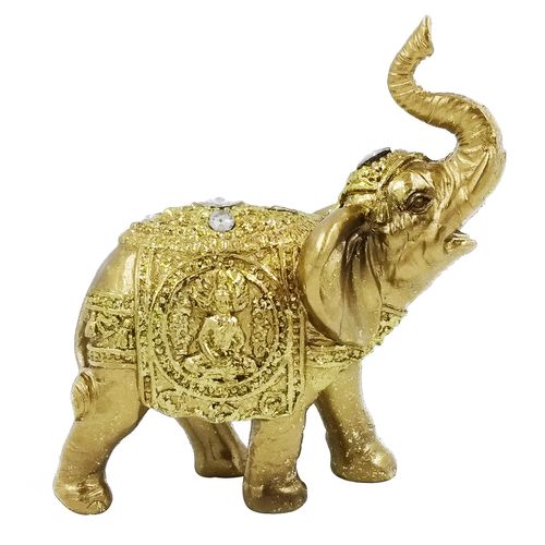 Elefante Decorativo 9x9x5cm em Resina Gold Youbai