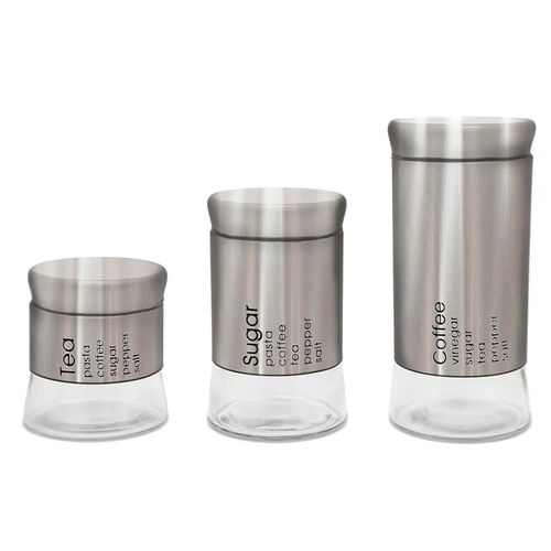 Potes de inox e vidro 3 peças Dolce Home