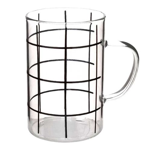 Caneca Quadriculado 280ml em Vidro Lyor