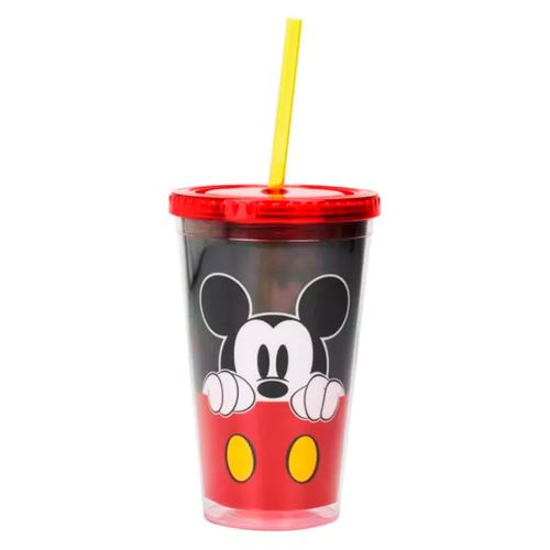 Copo C/Canudo Mickey Mouse 450ml em Plástico Taimes