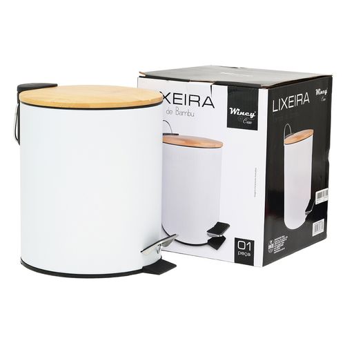 Lixeira C/ Tampa de Bambu 3 Litros Wincy