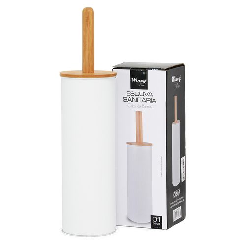 Escova sanitária com suporte com cabo de bambu 38cm Wincy