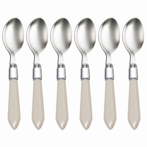Conjunto de Colheres P/ Café de Aço C/ Cabo de Plástico Mother Pearl Cinza em Inox Lyor