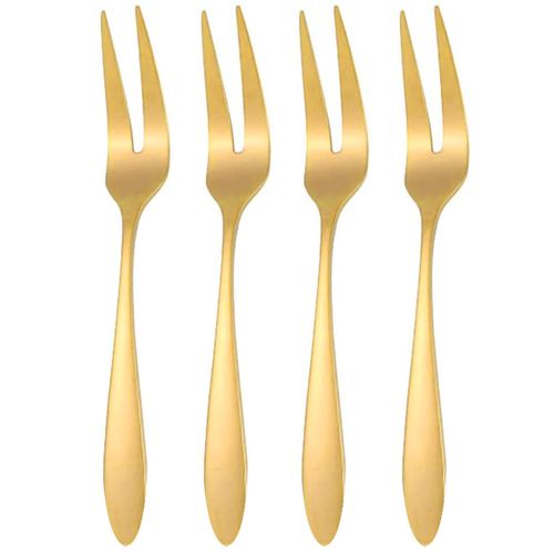 Garfo P/ Petisco Dourado 4 Unidades Inox Livon