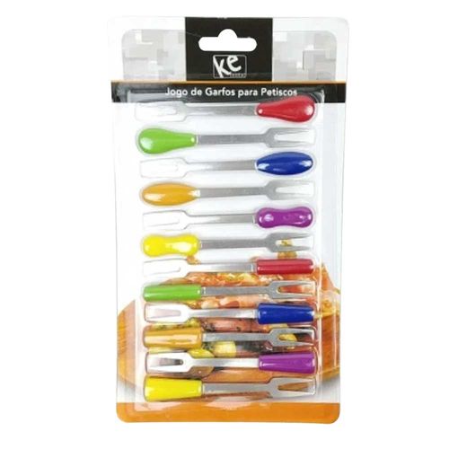 Jogo de garfos para petiscos inox 12 garfos Kehome