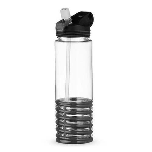 Garrafa de plástico com tampa e canudo no bico preto listras  700ml Livon