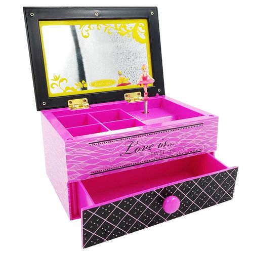 Caixa de Música Bailarina Porta Joias 15,5x8x10,5cm em Plástico Unihome