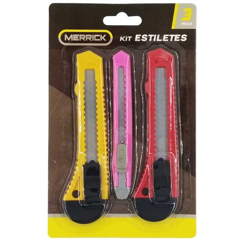 Kit de Estilete 3 Peças em Plástico Merrick