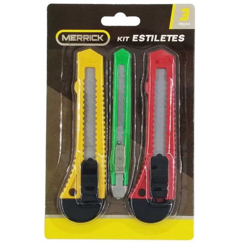 Kit de Estilete 3 Peças em Plástico Merrick