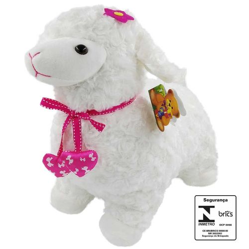 Ovelha de Pelúcia 30cm em Poliéster Fizzy