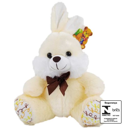 Coelho de Pelúcia C/ Laço 37cm em Poliéster Fizzy