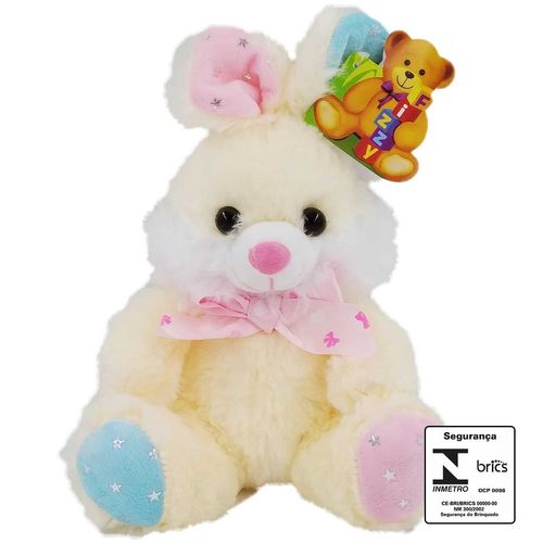 Coelho C/ Laço 18cm em Pelúcia Fizzy