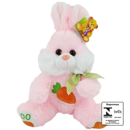 Coelho C/ Laço Cenoura 23cm em Pelúcia Fizzy