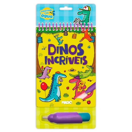 Livro Aquabook Dinos incríveis 18,5x13,5cm em Papelão Magic Kids