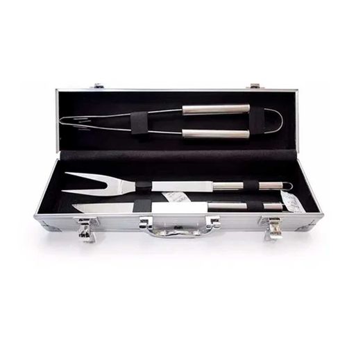 Kit Churrasco 4 Peças C/ Maleta em Aço Inox Uncommom
