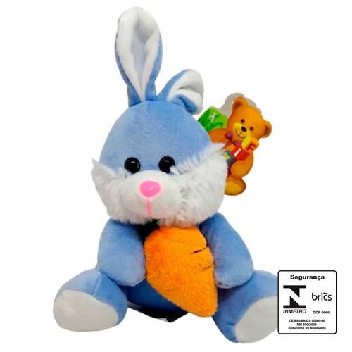 Coelho de Páscoa C/ Cenoura 14cm em Poliéster Fizzy