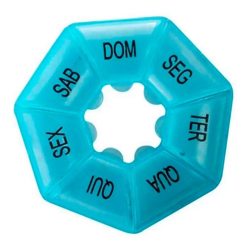 Porta Comprimidos Semanal C/ 7 Divisórias Colorido 8cm Imporiente