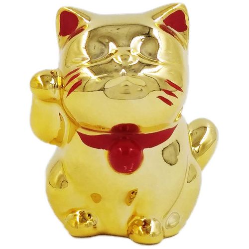 Gato Maneki Neko Decorativo 6,5cm em Porcelana Youbai