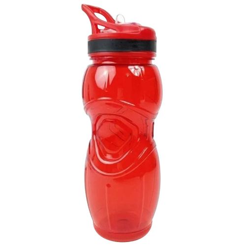 Garrafa de plástico com tampa e canudo no bico vermelho 600ml Livon