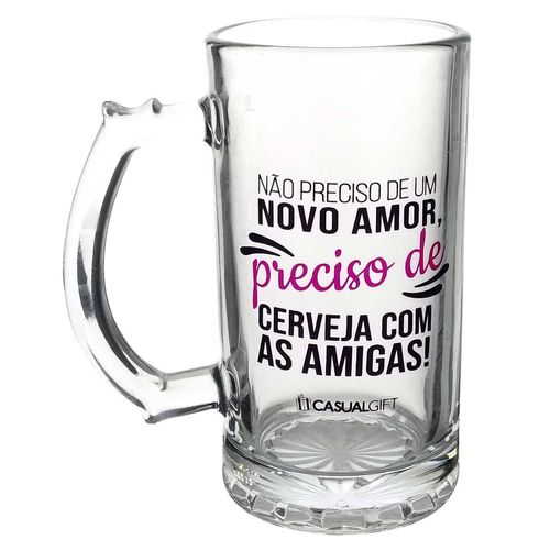 Caneca de Chopp Cerveja C/ As Amigas 480ml em Vidro 3B Comercio