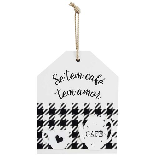 Placa Café Decorativo 17x21,5cm em Madeira FWB