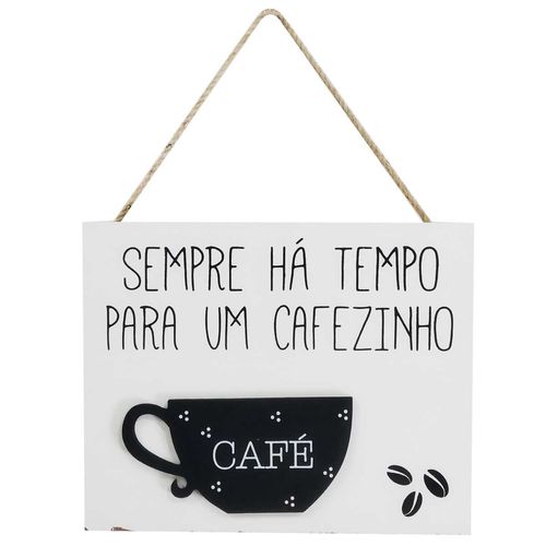 Placa Café Decorativo 20x16cm em Madeira FWB