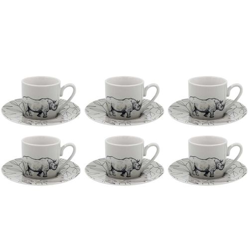 Jogo de Xícaras Selva 80ml 6 Peças em Porcelana Hauskraft