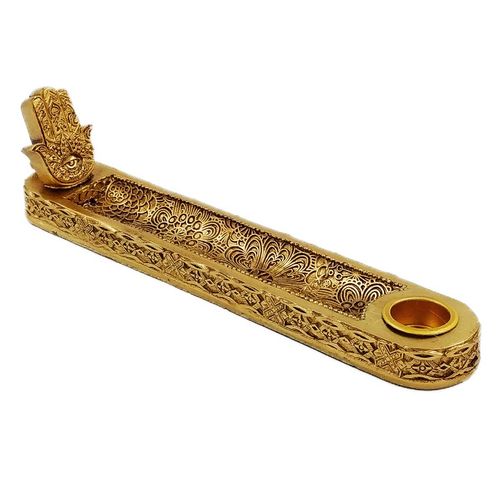 Porta Incenso Decorativo 19x3,5cm em Resina  Gold Youbai