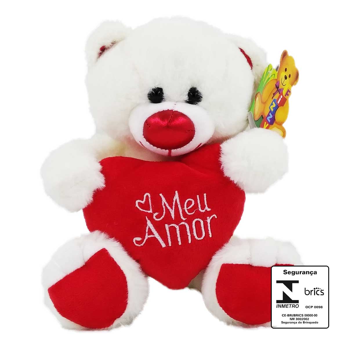 Urso de Pelúcia C/ Coração Meu Amor 20cm em Poliéster Fizzy