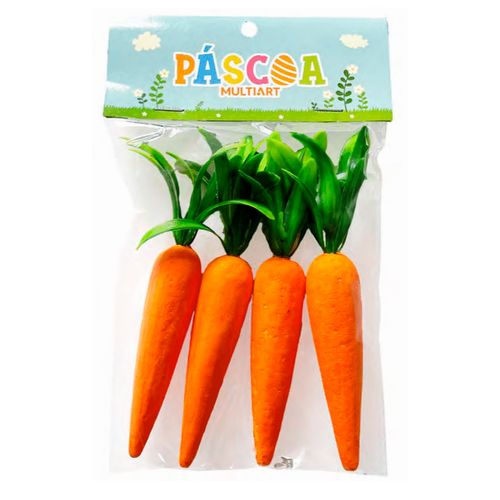 Cenoura Decorativa 9,5cm 4 Peças em Isopor Multiart