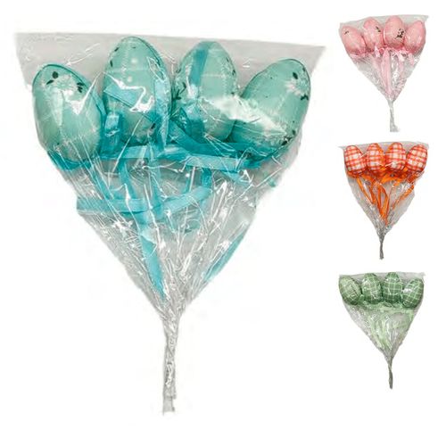 Ovos De Páscoa Xadrez Decorativo 4 Peças 21cm em Isopor Multiart